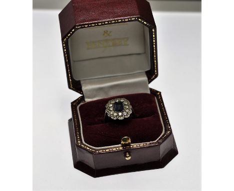 Brooks &amp; Bentley "The Victorian Eternity Ring" sterling silver 22ct gold plated ring with faux sapphire and cubic zircon 