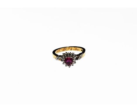 Brooks &amp; Bentley sterling silver 22 ct gold plated ring with large faux heart shaped ruby  with cubic zircon