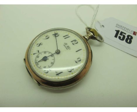 B West Bottrop; A German Cased Openface Pocketwatch, the signed dial with Arabic numerals, gilt highlights and seconds subsid