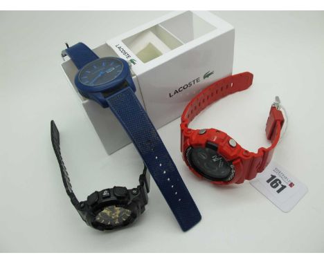 Casio; A Modern G-Shock Wristwatch, 5229, red / black, the case back numbered "GA-201RD"; Together with A Casio Baby-G Wristw