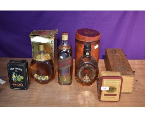 Two bottles of Dimple De Luxe Scotch Whisky, John Haig &amp; Co Ltd 26 2/3 Fl Ozs 70 Proof in original box and 15 year old 70