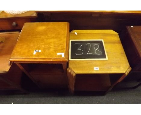 LIGHT OAK COFFEE TABLE WITH SHELF UNDER &amp; OAK BEDSIDE POT CUPBOARD