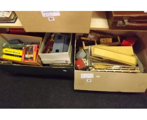 TWO CARTONS OF MIXED VINTAGE RAILWAY BUILDINGS