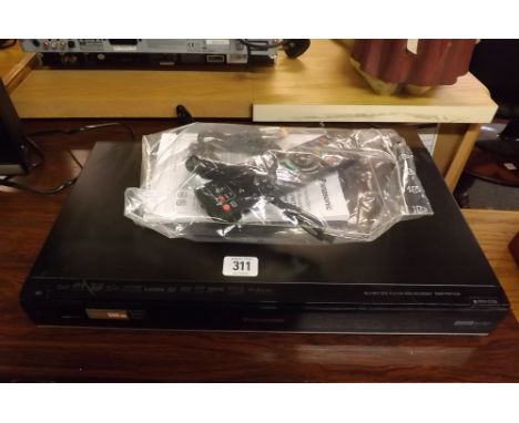 A PANASONIC FREE VIEW &amp; HD BLU RAY DISC PLAYER &amp; RECORDER - WITH REMOTE, CABLE &amp; MANUAL