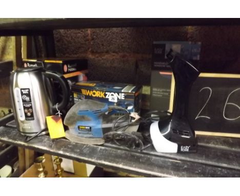 USED MULTI SANDER, A RUSSELL HOBBS BUCKINGHAM ELECTRIC KETTLE &amp; A HAND HELD WINDOW VAC CLEANER