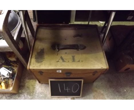 VINTAGE CANVAS TRAVEL TRUNK INITIALED AL TRUNK IS A/F