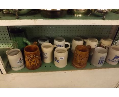 SHELF OF GERMAN BEER STEINS
