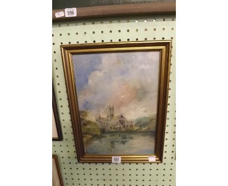 SIGNED PAINTING OF SALISBURY CATHEDRAL BY K BRENNER