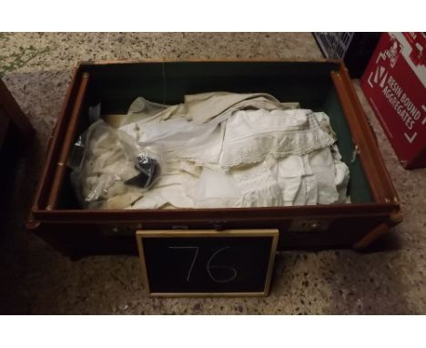 PART TRAVEL TRUNK CONTAINING VINTAGE LACE &amp; NIGHT DRESSES