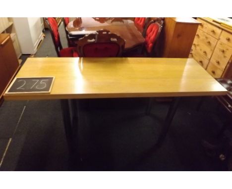 NARROW LIGHT OAK TABLE WITH METAL LEGS (5ft 6  X 2ft)