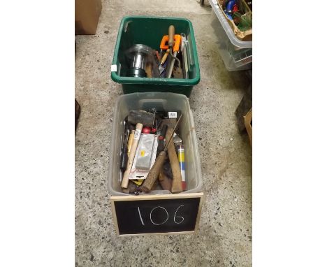 TWO CARTONS OF MISC HAND TOOLS INCL; A BRITE POWER BATTERY LANTERN