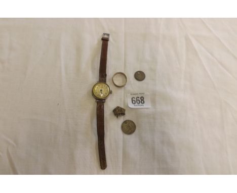SILVER LADIES VINTAGE WRIST WATCH &amp; OTHER SMALL SILVER ITEMS