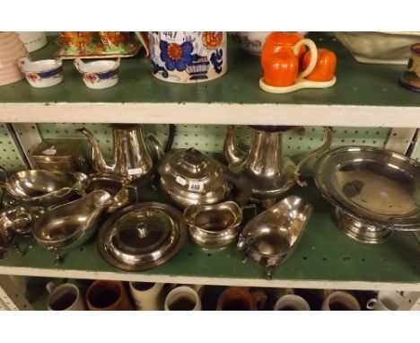 SHELF OF GOOD PLATED WARE