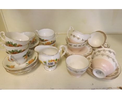 TWO SETS OF SIX BONE CHINA TEA SERVICE (ONE HANDLE REPAIRED)