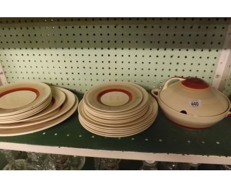 SHELF OF SUSSIE COOPER DINNER WARE (WEDDING BAND DESIGN)