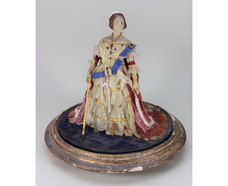 Rare wax model of Queen Victoria, by Henrietta Wade 1789-1851, the finely moulded wax figure with finely painted features and