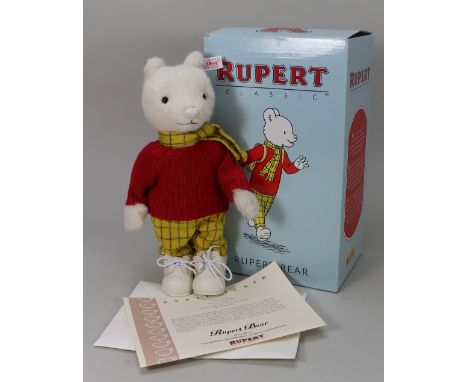 Steiff Limited Edition Rupert Bear, 2007 exclusive to UK &amp; Ireland, white 11” (28cm), 653568 white tag, 2878 of 3000, box