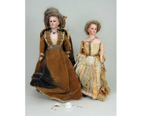 An interesting bisque shoulder head lady doll, German circa 1910, with slightly turned head, glass eyes, (loose), finely pain