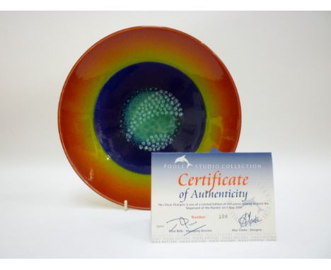 A Poole Pottery Planets Series plate by Alan Clarke, 'Earth', limited edition No.160. With Certificate. 26.5cm diameter. 