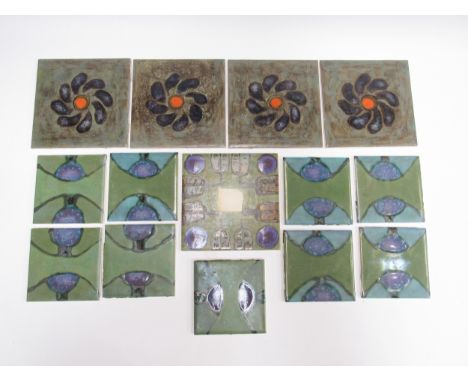 MARIA GEURTEN (1929-1998)  A collection of hand painted ceramic tiles - abstract designs.  Each tile approx. 15.5cm x 15.5cm 