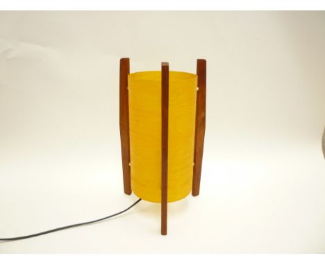 A Rocket table lamp with teak supports and spun resin shade. 30.5cm high 