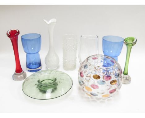 A collection of glass vases including Scandinavian, Aseda and Orrefors plus Sklo Union including Max Kannegeiser, Frantisek V