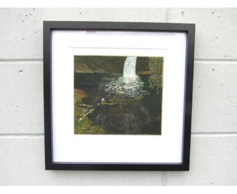 BILLY CHILDISH (b.1959) A framed limited edition art print 'Girl and waterfall', signed and numbered 84/200. Image size  23cm