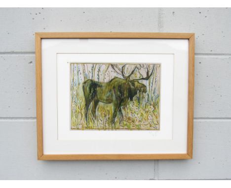 BILLY CHILDISH (b.1959) A framed limited edition art print of a Moose, signed and numbered artists proof 13 from an edition o
