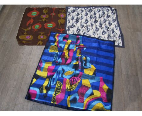 Three vintage silk scarves - Seta Pura, Picasso and Sheila Clough 