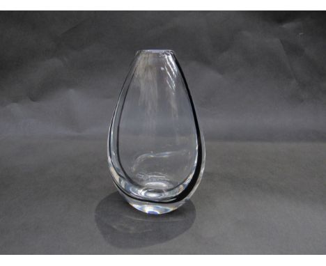 A Swedish Kosta glass Svart Linje vase by Vicke Lindstrand, signed to base. 18cm high 