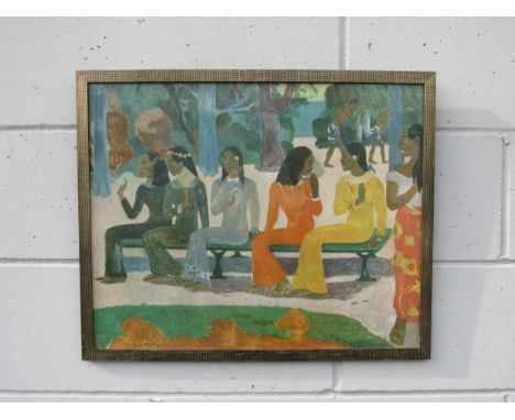 Paul Gauguin - A mid 20th Century lithographic print after the original. Framed and glazed, image size 54cm x cm 