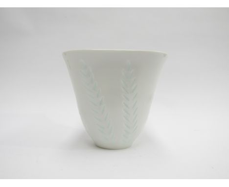 An Arabia of Finland 'Rice' vase in white porcelain designed by Friedl Holzer-Kjellberg. Faint moulded marks to base. 17.5cm 