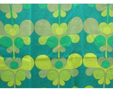 A pair of 1960's psychedelic curtains in green colourway. Each panel  172cm drop x  103cm wide 
