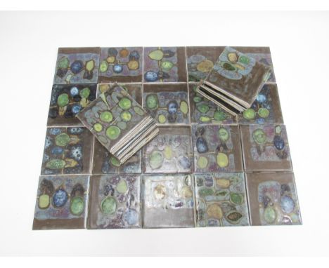 MARIA GEURTEN (1929-1998)  A collection of hand painted ceramic tiles - abstract designs for a table top.  Each tile approx. 