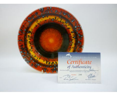 A Poole Pottery Planets Series plate by Alan Clarke, 'Saturn', limited edition No.288. With Certificate. 26.5cm diameter. 