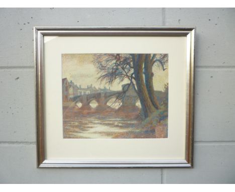 JOHN K. HUTCHINSON (b.1930): A framed and glazed watercolour, St Ives Bridge, Cambridgeshire. Signed bottom right and dated '