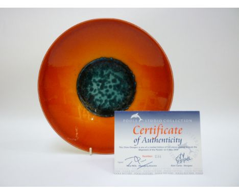 A Poole Pottery Planets Series plate by Alan Clarke, 'Neptune', limited edition No.234. With Certificate. 26.5cm diameter. 