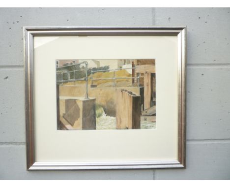 JOHN K. HUTCHINSON (b.1930): A framed and glazed watercolour, scene at St. Ives, Cambridgeshire. Monogram bottom right and da