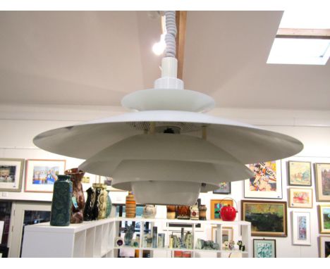An Alexia Danish ceiling light in Poulsen style white with five tiers. 40cm diameter 