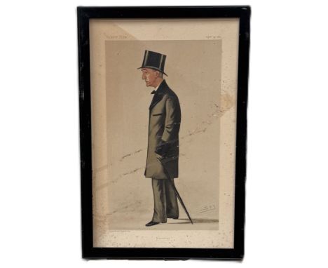 An 1885 Vanity Fair Spy print of Montrose, 38 x 24, also a portrait photograph of Queen Elizabeth II, other prints and photog
