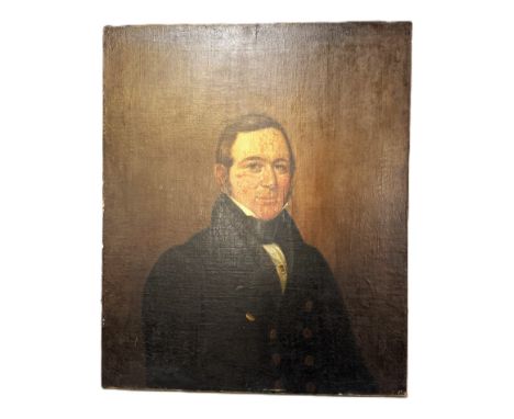 Early 19th c. School, half length portrait of gentleman, oil, 77 x 64 cm.