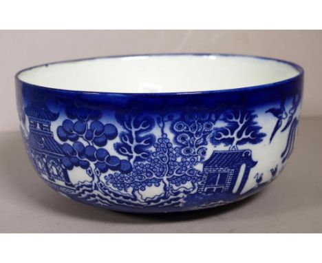 Vintage Doulton Burslem Willow pattern bowl marked to base. Height 9cm Diameter 20cm approx.