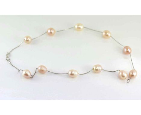 Italian silver(925) chain with baroque pink pearls size: approx 45cm length