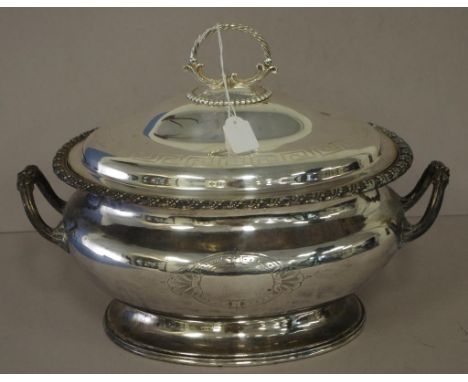 Vintage large silver plated lidded tureen with Canadian marks and maker JS&S. Height 25cm approx.