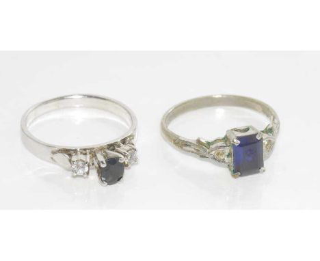 Two vintage rings silver gemset ring, size: M/6, with another ring