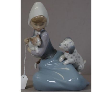 Lladro girl with puppies figure height 17cm approx.