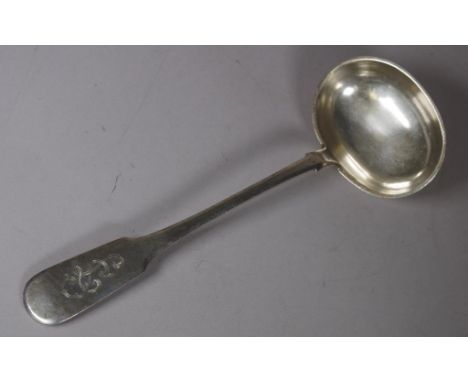Imperial Russian silver soup ladle hallmarked Moscow 1882 (Firm of Sazikov), assay master Ivan Yefimovich Konstantinov, 84 zo