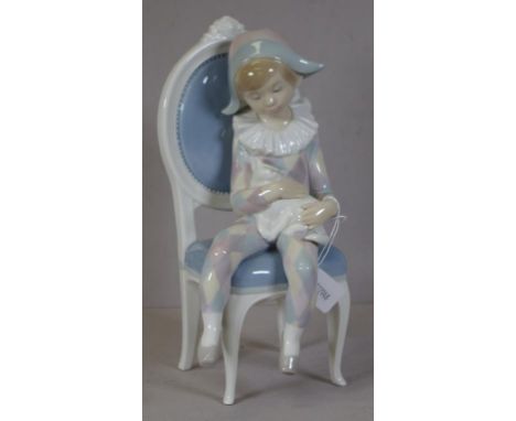 Lladro seated boy with cat figure height 25cm approx.