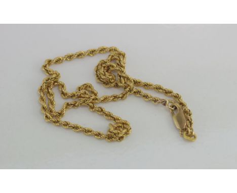 9ct yellow gold twist chain weight: approx 4.2 grams, size: approx 38cm length
