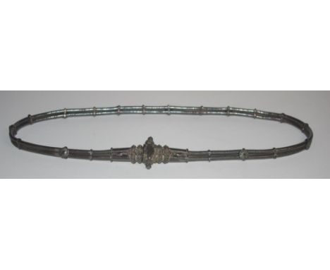 Good vintage Chinese silver belt with threaded screw buckle, 80cm long approx, 294 grams (total)